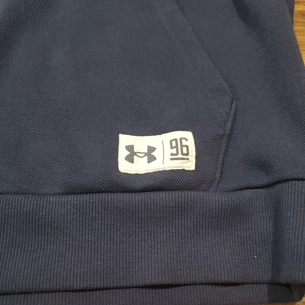 Under Armour Mens Size M Rival Terry Waffle Knit Thermal Hoodie Navy Blue Loose - Picture 2 of 11